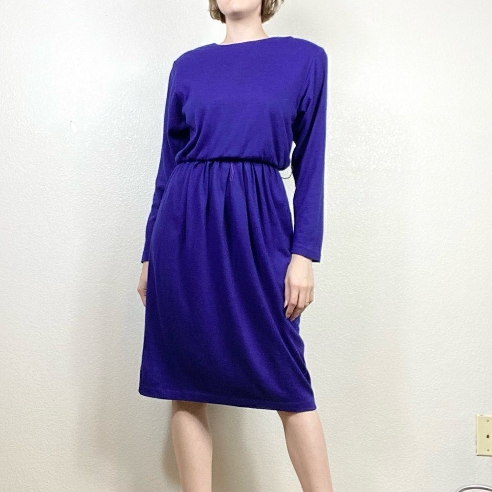 Vintage Axiom Purple Long Sleeve Fitted Waist Dress